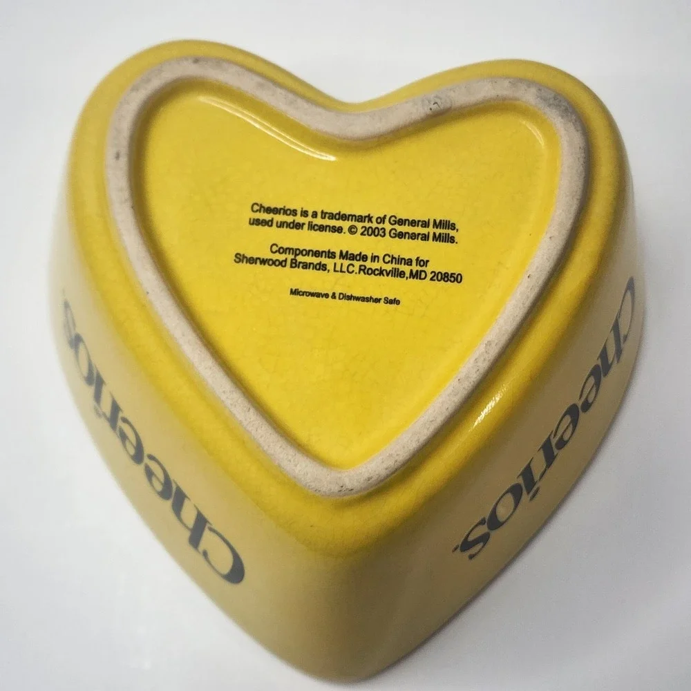 Cheerios Yellow Heart Shaped Ceramic Cereal Bowl 2003 General Mills